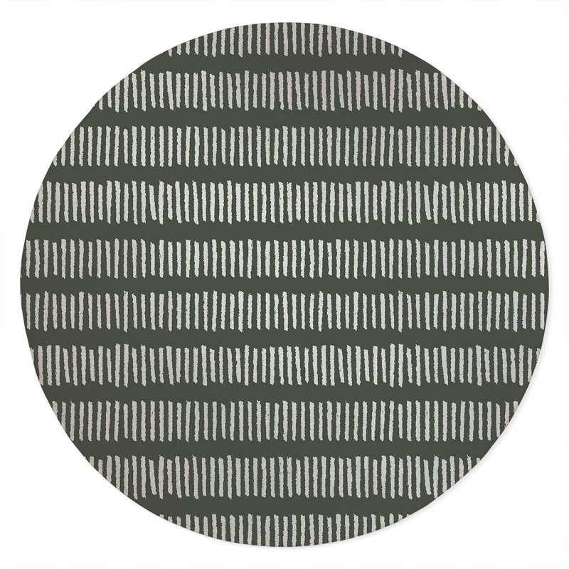 Fencing Rows Non-Slip Outdoor Rug, Round 5'