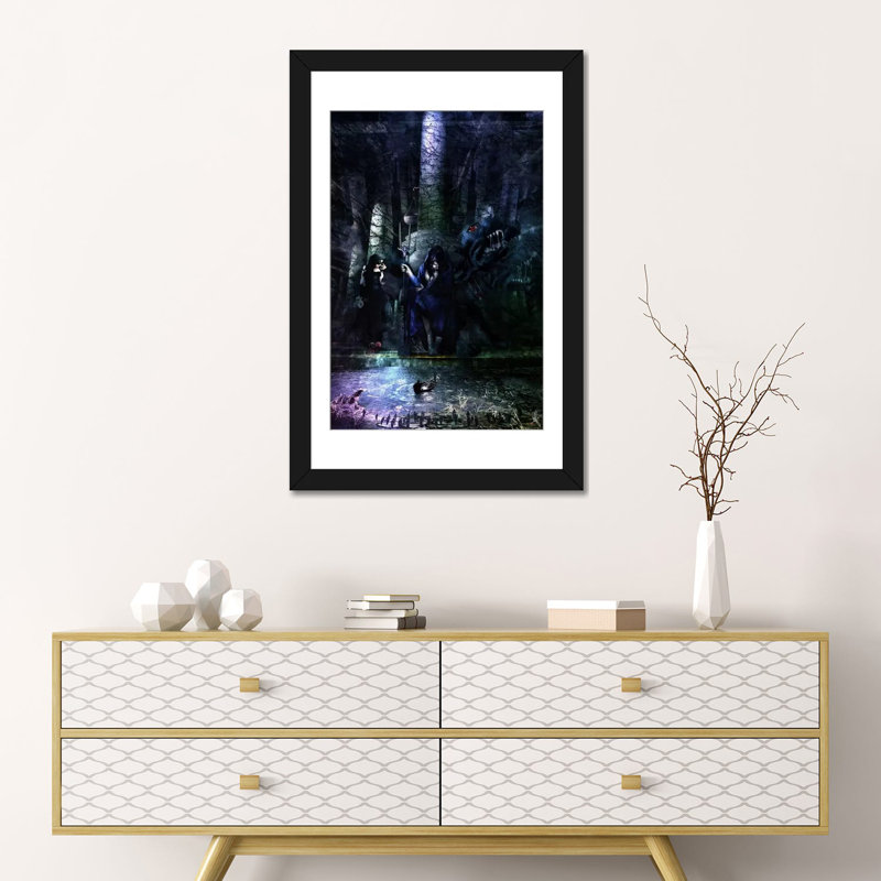 « hades », impression sur toile, H 26 po x l 18 po x P 1,5 po, Toile avec cadre noir, Blanc