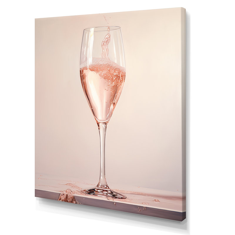 Roses et résonances roses champagne - vin et champagne, art mural du salon, H 32 po x l 16 po x P 1 po, Toile tendue