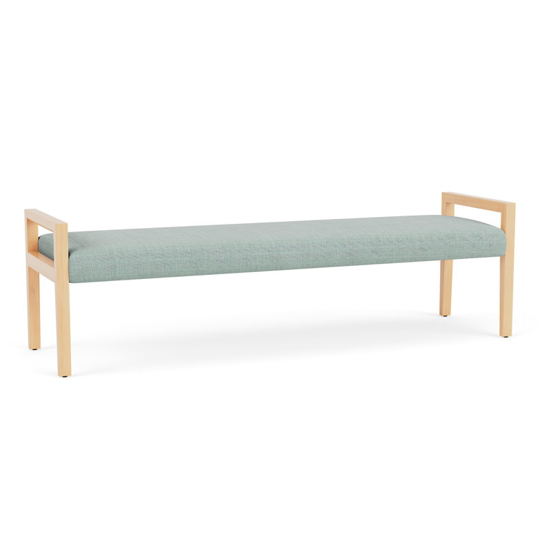 Banc en bois 3 places Brooklyn, Naturel, Chambray Seafoam