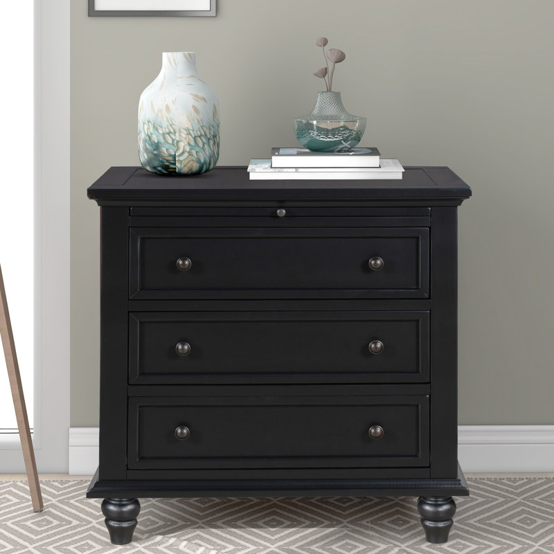  3-Drawer Storage Wood Cabinet, End Table with Pull Out Tray, Ideal for Living Rooms or Bedrooms, Offering Compact and Practical Storage Solutions