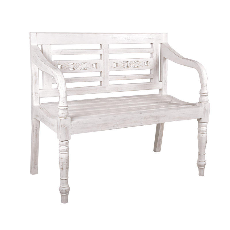 Bern Solid Wood Mahogany Outdoor Bench, White