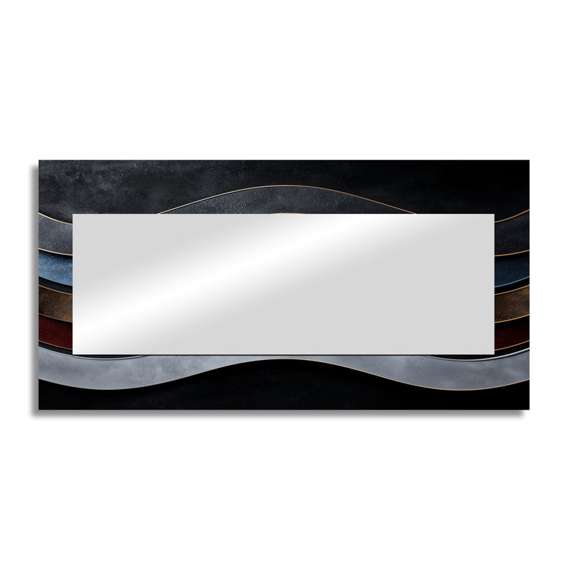 Abstract Fractal Whispers Of Dark Color  - Modern Accent Wall Mirror - Printed On Metal, 28" x 55"