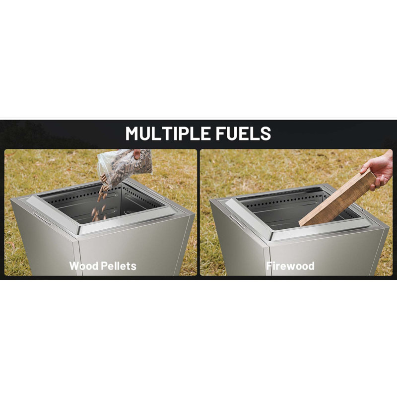 Smokeless Fire Pit,W/Pull-Out Ash Pan,Portable Outdoor Firepits,Carry Handle For Backyard Patio Camping,Stainless Steel