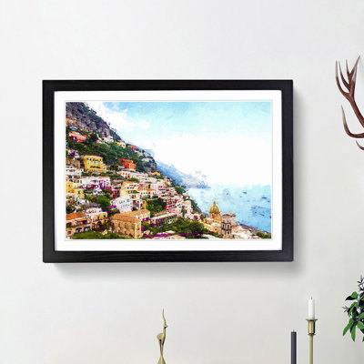 Positano on the Almalfi Coast in Italy - Picture Frame Painting Print on MDF