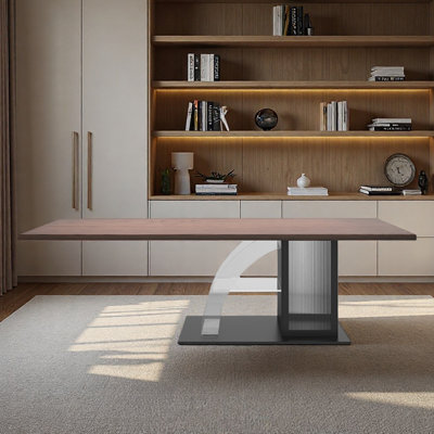 Solid wood desk with household metal legs