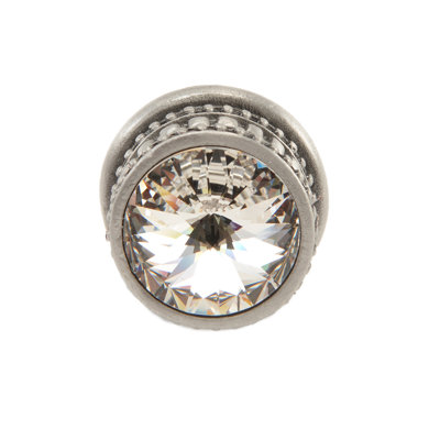 Poignée ronde Cachemire avec cristal Swarovski transparent de 18 mm