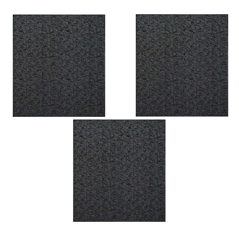 Ensemble de tapis intérieur / extérieur en nylon touffeté à la machine Dannika, Carré 3 pi