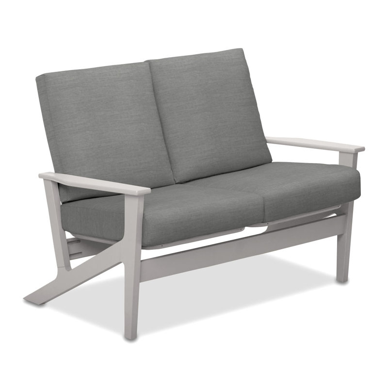 Chrisa 51.5'' Wide Loveseat with Cushions, Canvas Granite Sunbrella® Canvas, Textured Snow