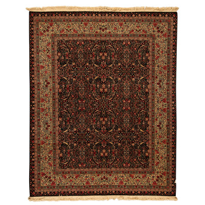 Hand Knotted Wool Area Rug in Navy