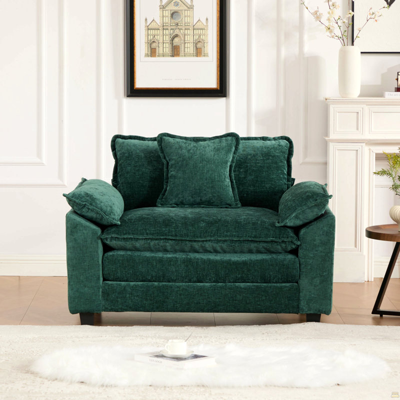 Canapé Cloud à siège simple (le repose-pieds n'est pas inclus), canapé modulaire, Chenille verte