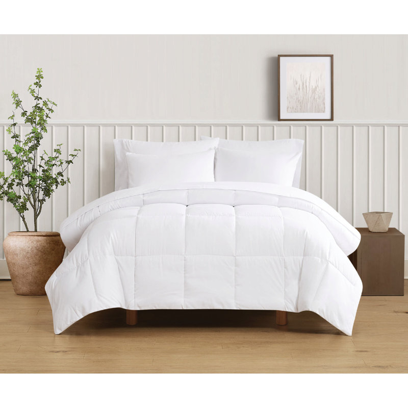 Truly Soft Solid Recycled Sustainable Comforter Set, Twin XL Comforter + 1 Standard Sham, White