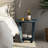 Arch Farmhouse End Table with Storage Shelf, French Country Accent Side Table, Blue-500921796