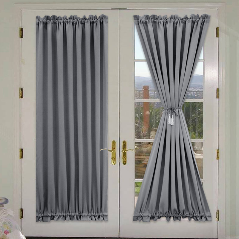 Rurie Polyester Blend Light Blocking French Door Curtain Pair, 52" W x 72" L, Gray