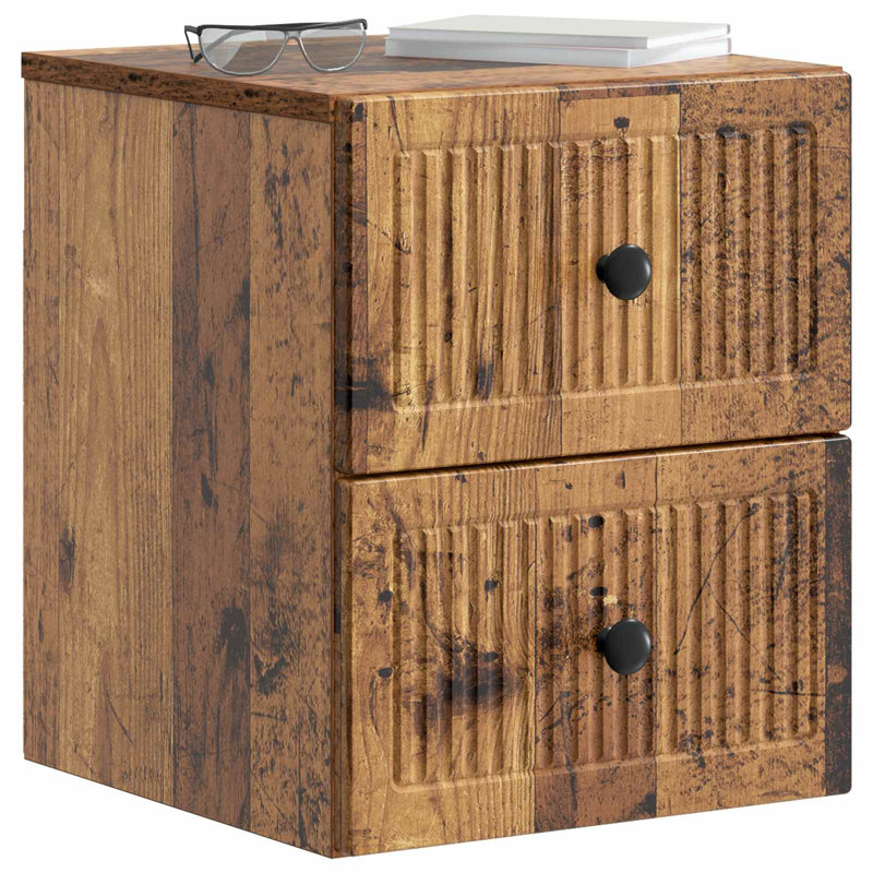 33cm W Manufactured Wood Bedside Table, Old Wood