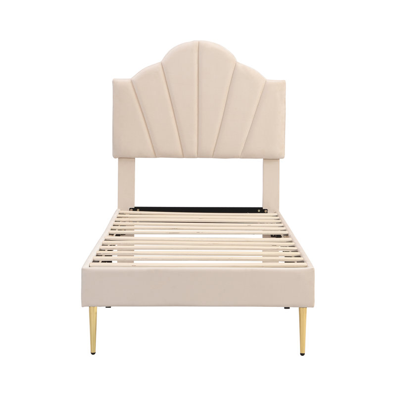 Akershus Upholstered Bed, UK Single - DE 90 x 190 cm, Beige