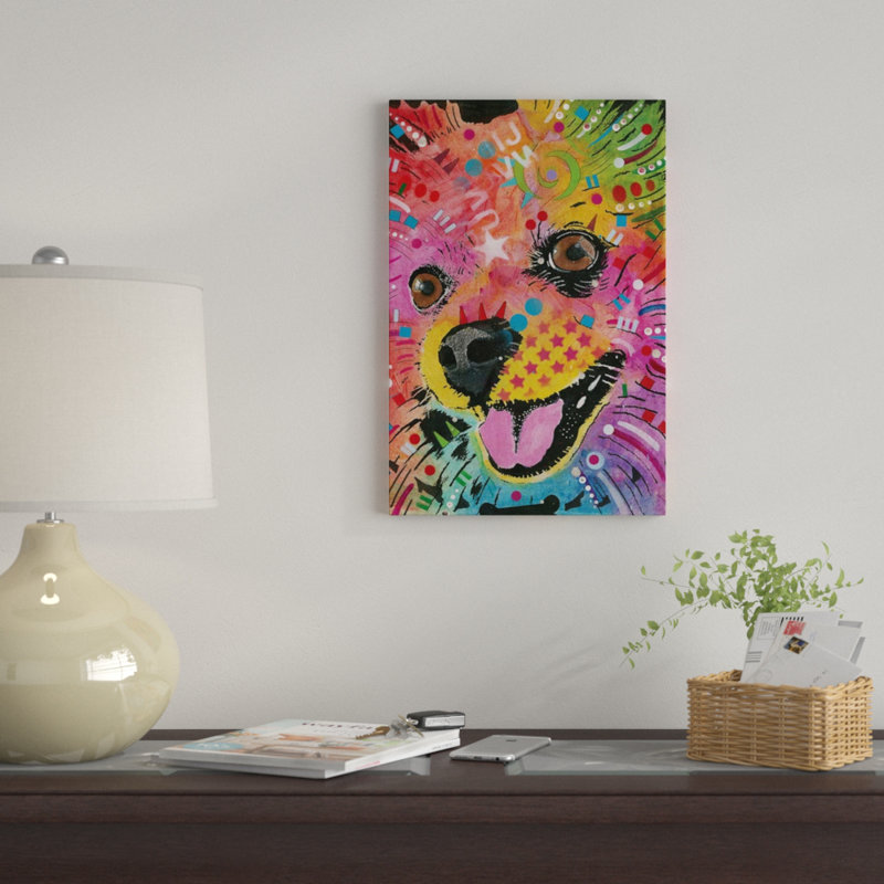 «Pomeranian», impression sur toile, H 26 po x l 18 po x P 1,5 po, Toile encadrée noire, Pas de tapis