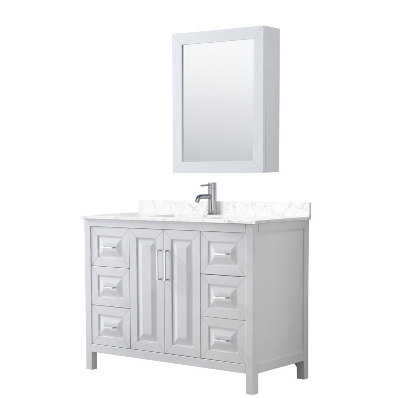 Daria 48'' W Single Vanity, Polished Chrome, White Cultured Marble, White