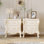 Table de chevet blanche élégante 2 pièces avec deux tiroirs et accents dorés