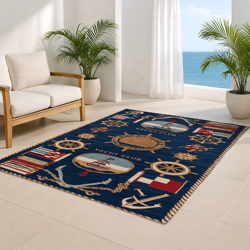 Tapis intérieur et extérieur bleu Transport, Rectangulaire 8 pi x 10 pi