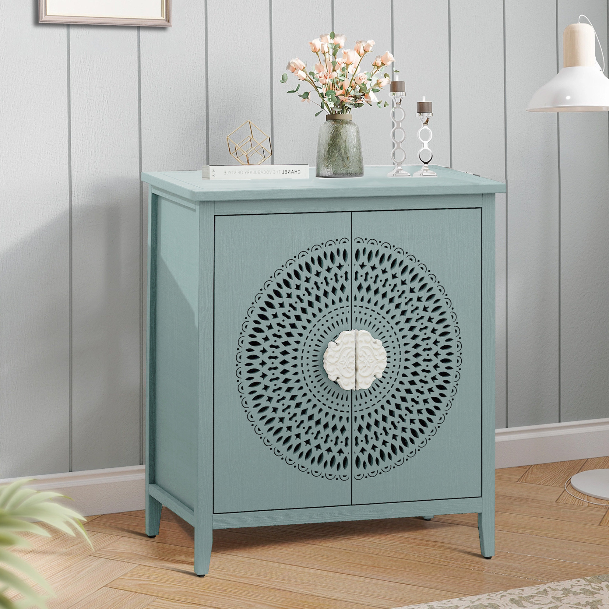 Dakota Fields Light Green American Furniture 2 Door Hollow Classical ...