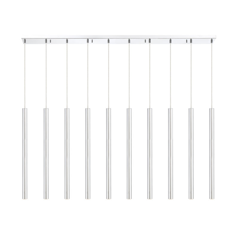 Luminaire suspendu linéaire à 10 lumières pour îlot de cuisine Bowning, Chrome
