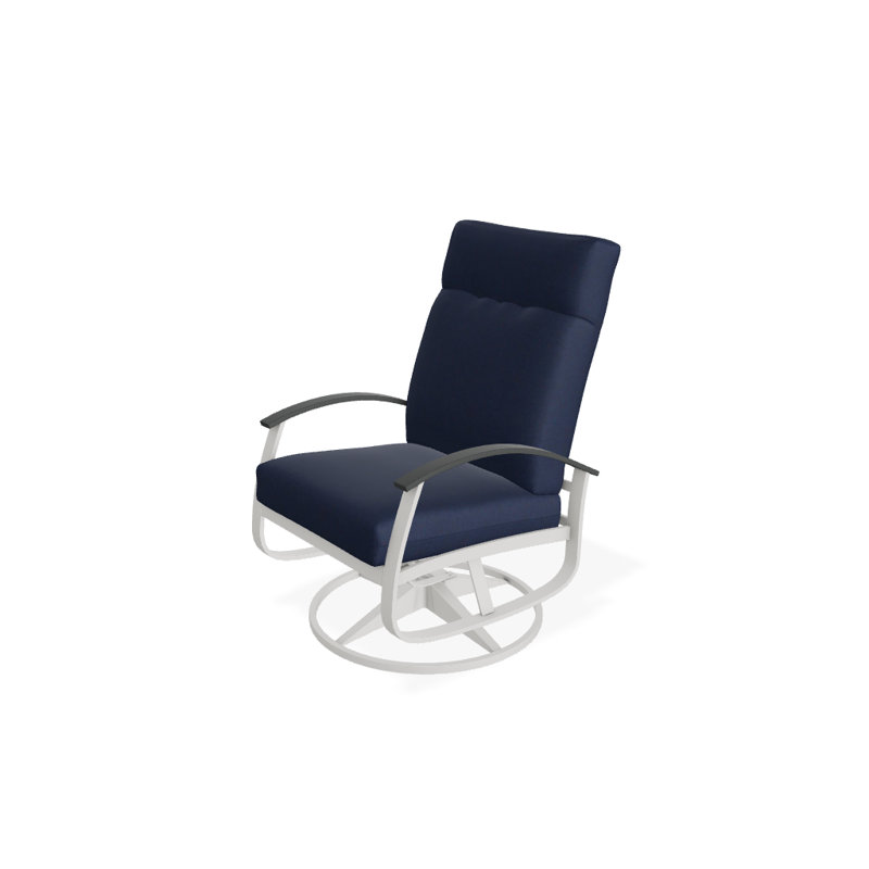 Chaise berçante pivotante réglable avec coussins Askar, Mélange indigo, Graphite classique P30, Neige texturée