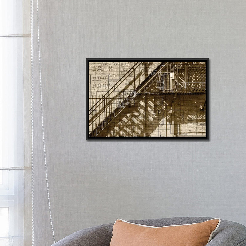«Architecture Dessin I», reproduction d'impression sur toile tendue, H 18 po x l 26 po x P 1,5 po, Pas de tapis