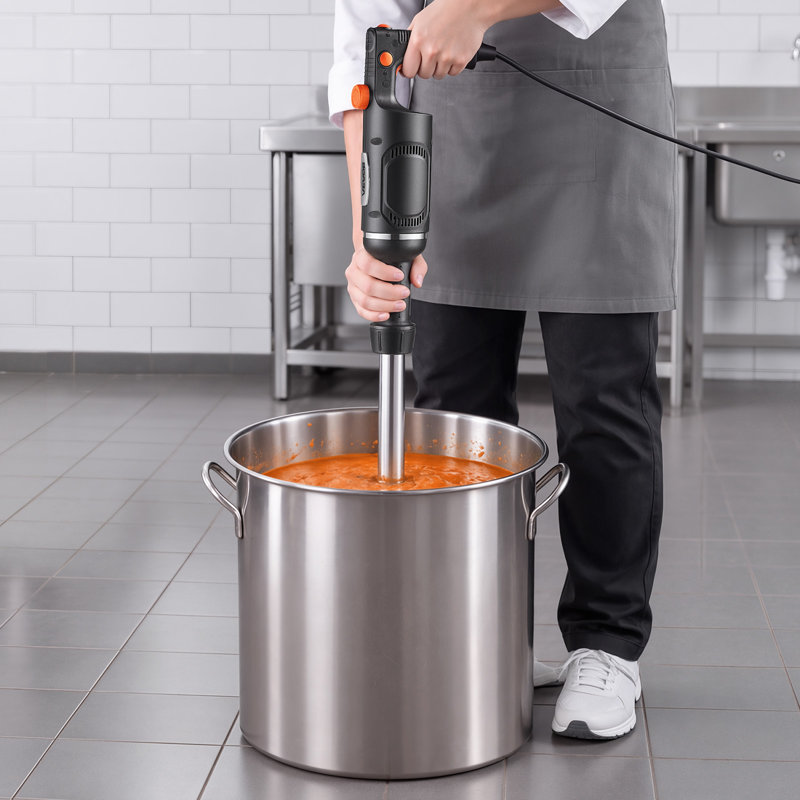 Commercial Immersion Blender, 500W, 16-inch, Heavy-Duty Hand Mixer for Restaurant, Handheld Stick for Soups & Sauces, Pure-Copper Motor, Variable Speed, Stainless Steel 3-Blade Head, Lock