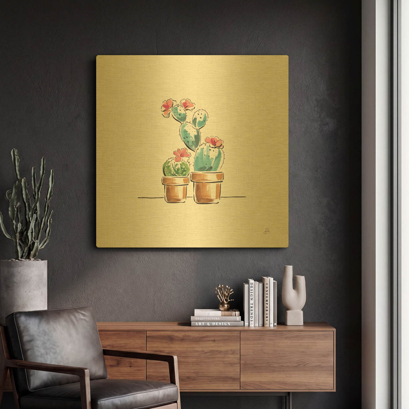 «Desert Bloom V» par Daphne Brissonnet, art mural en métal doré, 36 po x 36 po, 36 po x 36 po