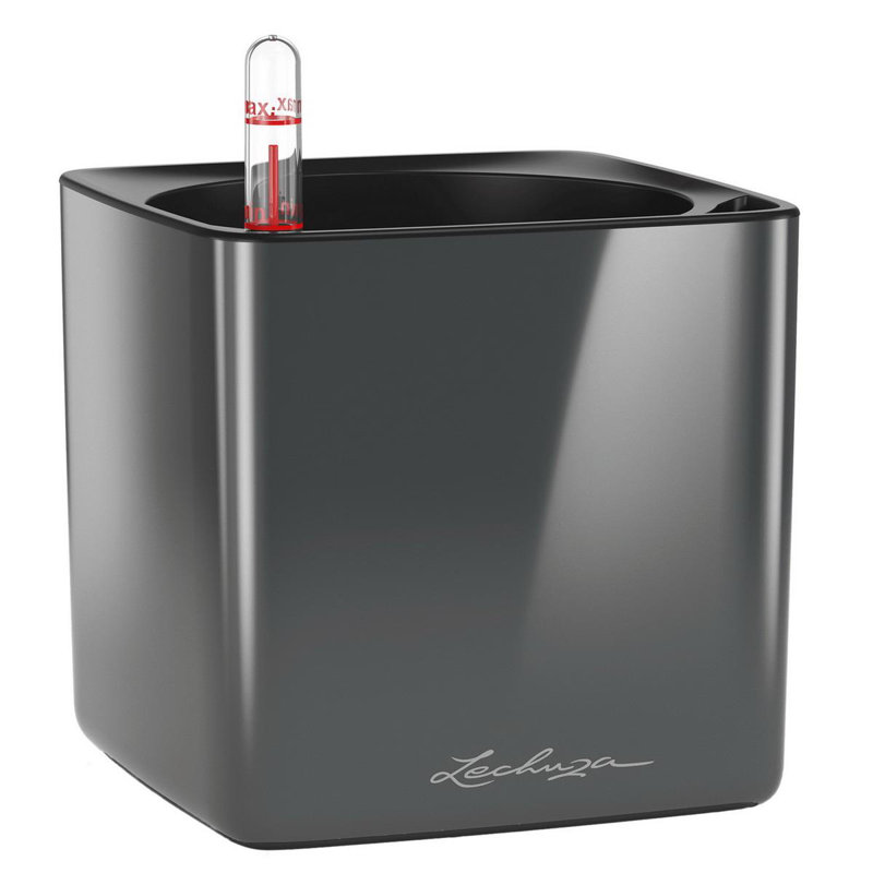 Cube Pot Planter, 14 cm H x 14 cm W x 14 cm D, Charcoal