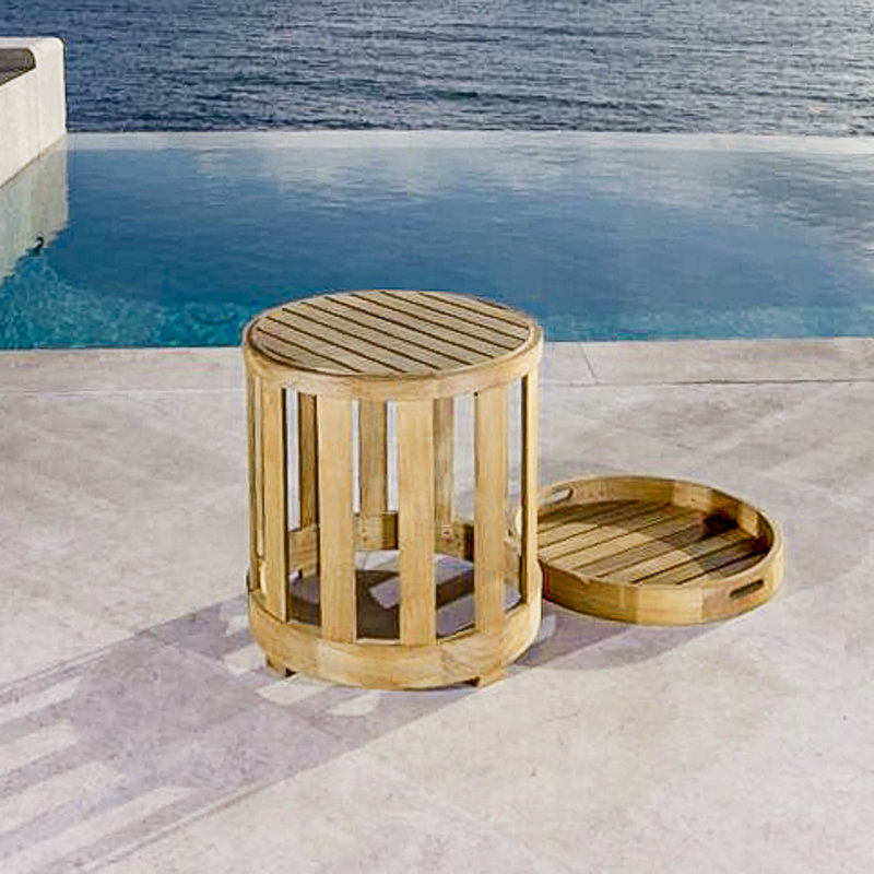Kafelonia Round Etagere Solid Wood Plant Table