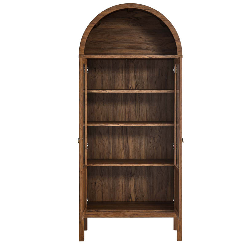 Modway Tessa Arched Display Cabinet, Walnut