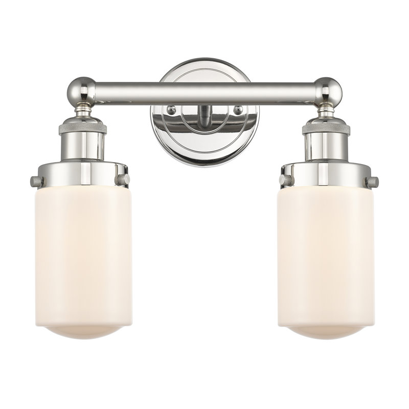 Éclairage pour meuble-lavabo à 2 lumières à intensité variable Erkson, Blanc mat, Nickel poli