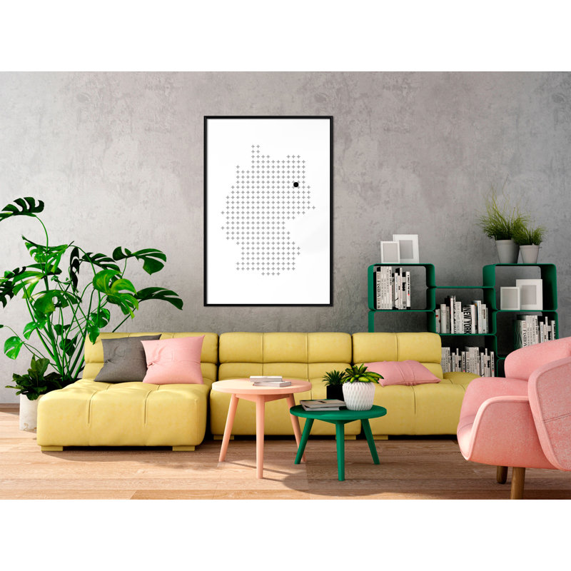 " Pixel Map Of Germany ", Black Framed, 16" W x 24" H