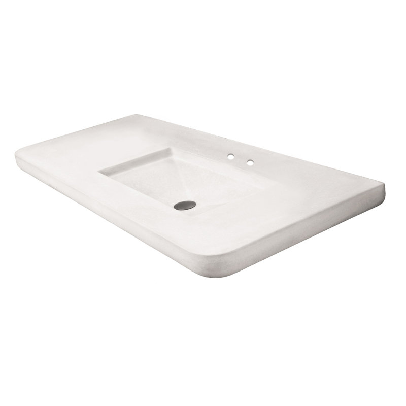 Newterra Concrete Handmade Rectangular Console Bathroom Sink, Sand, Centerset