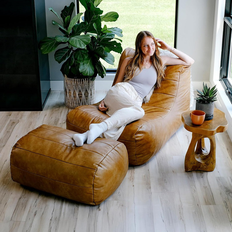 Ensemble de fauteuil à billes et repose-pieds pour adultes et adolescents, ensemble de chaises de jeu pour chambre à coucher et cuir vegan Copper Harbor