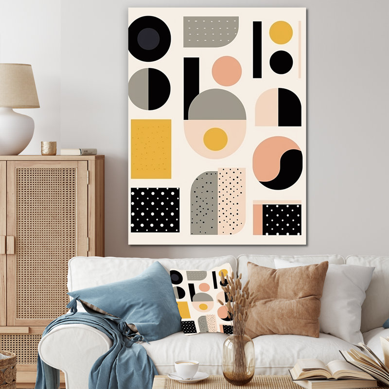 " Dimensional Abstract Geometrics Retro Pastel ", 32" H x 16" W x 1" D, Wrapped Canvas