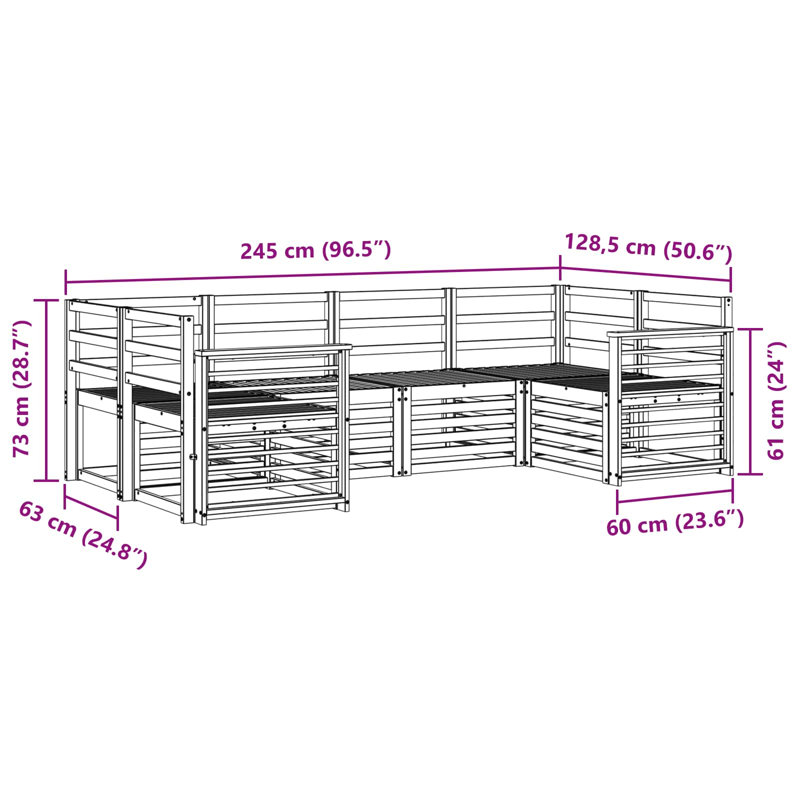 245 cm W Patio Corner Sofa Set