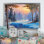 «Sunset On River Winter Landscape», reproduction sur toile flottante