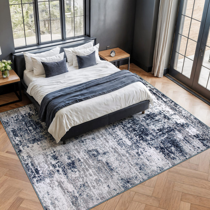 Tapis gris / bleu / ivoire Willington, Rectangle 12 pi x 15 pi
