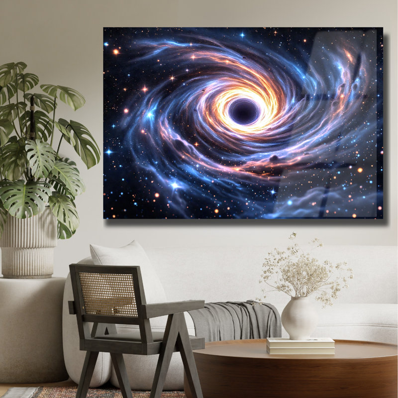 Black Hole Galaxy Tempered Glass Wall Art, 12" H x 16" W