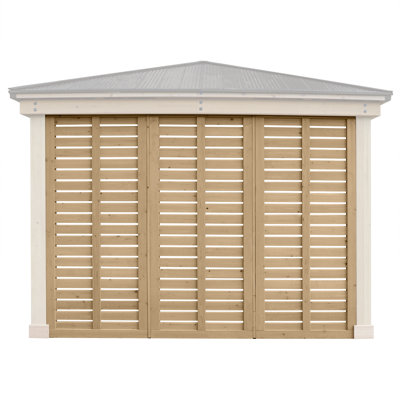 10' Meridian Privacy Wall  Premium Cedar Wood Panel with Stylish Slat Design