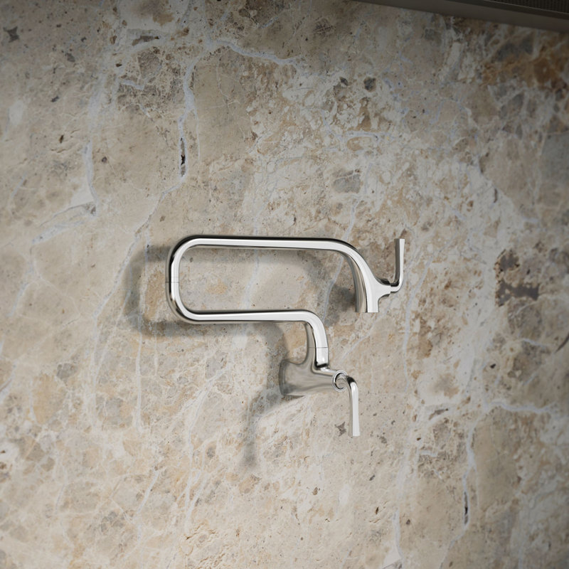 Graze Wall-Mount Pot Filler Faucet, Swing Arm Kitchen Pot Filler Faucet, Polished Chrome