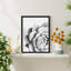 «Succulent Cactus Black and White Rosebud Gros plan» sur papier-98266623-98266625