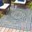 Moten Medallion Textured Weave Navy/Gray Indoor/Outdoor Rug-1281401515