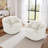 Ultra Plush Faux Rabbit Fur Oversized Swivel Barrel Chair with Three Pillows-1100356182