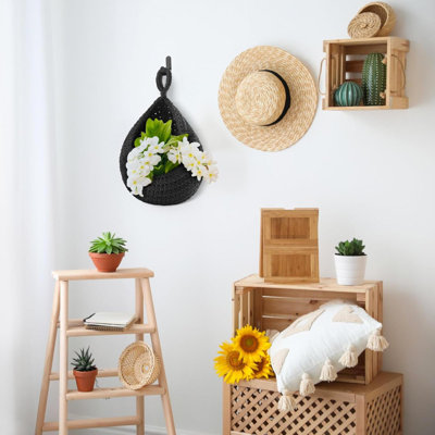 Boho Decor Hanging Wall Baskets For Kitchen 3 Pack Teardrop Baskets With Hooks Storage Fruit Onion Vegetable Potato For Home 3 Sizes