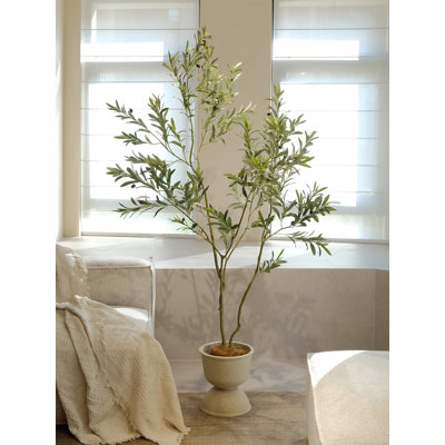 Nordic Artificial Green Plant Large Potted Decor, Faux Olive Fruit Tree Bonsai for Living Room