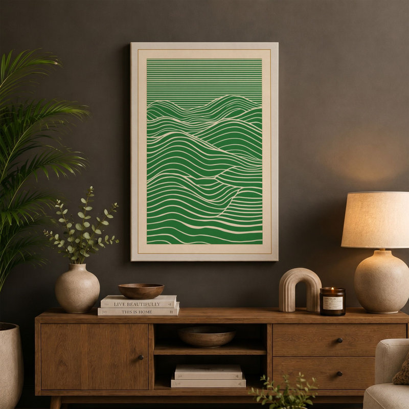 Rolling Hillside Scandinavian - Wrapped Canvas, 36x24 - 91.4 x 61.0 cm, Cream Border